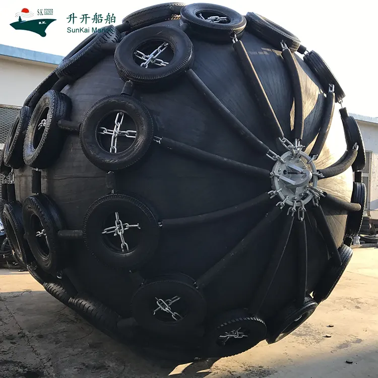 チェーンネットで覆われた空気圧ゴムフェンダー